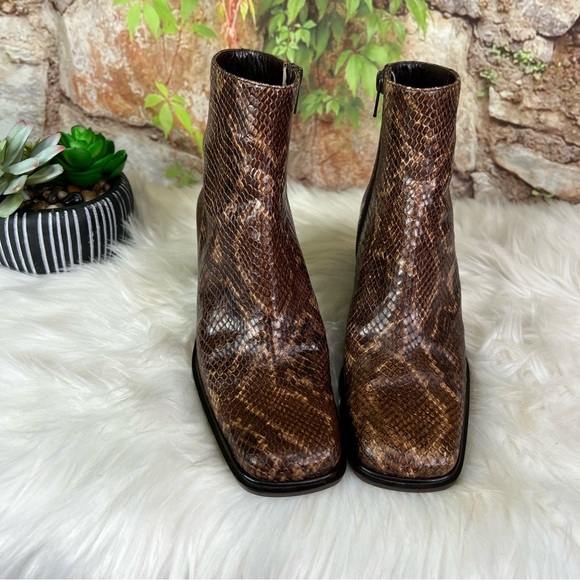 VIA SPIGA Reptile Leather Square Toe Ankle Boots, 6M - Picture 6 of 11